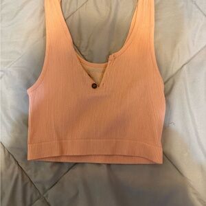 Peach Ribbed Women's Top